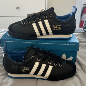 adidas Samba Women Sneakers Black White with Blue Lining